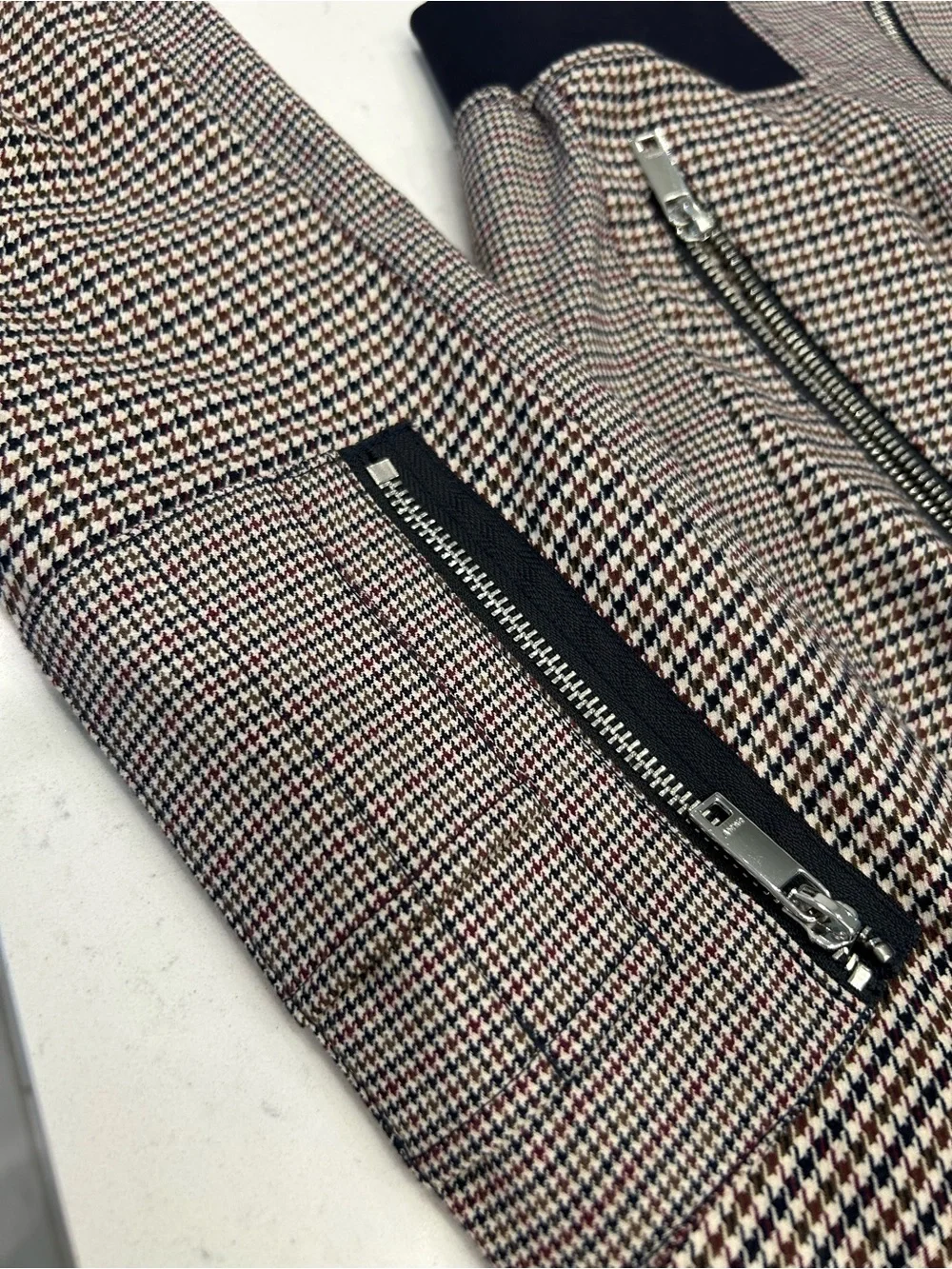 DKNY Black & Cream Houndstooth Bomber Jacket